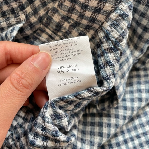 Lintico Linen Checked Elastic Waist Skirt In Ocean Cream Size S - Picture 5 of 7